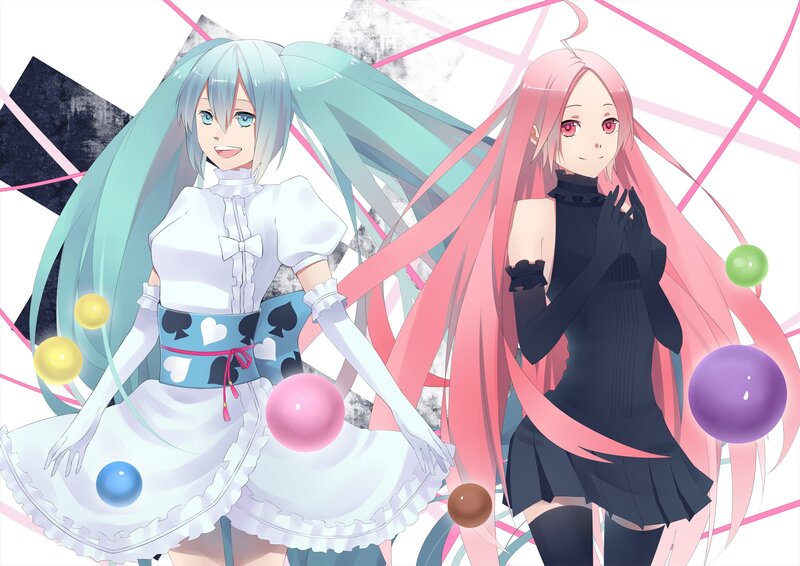 Two anime girls with colorful hair