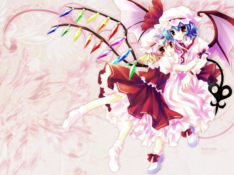 Two anime girls with colorful wings