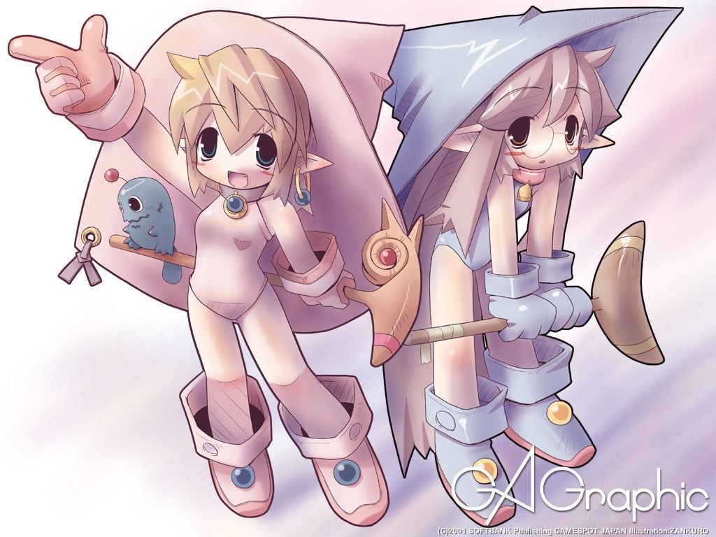 Two anime girls with creatures