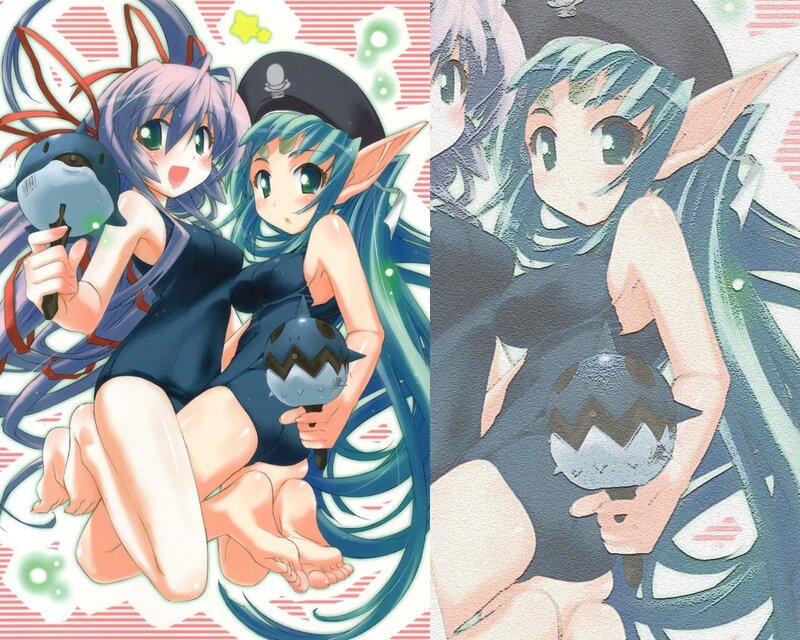 Two Anime Girls with Creatures — Blue, Playful