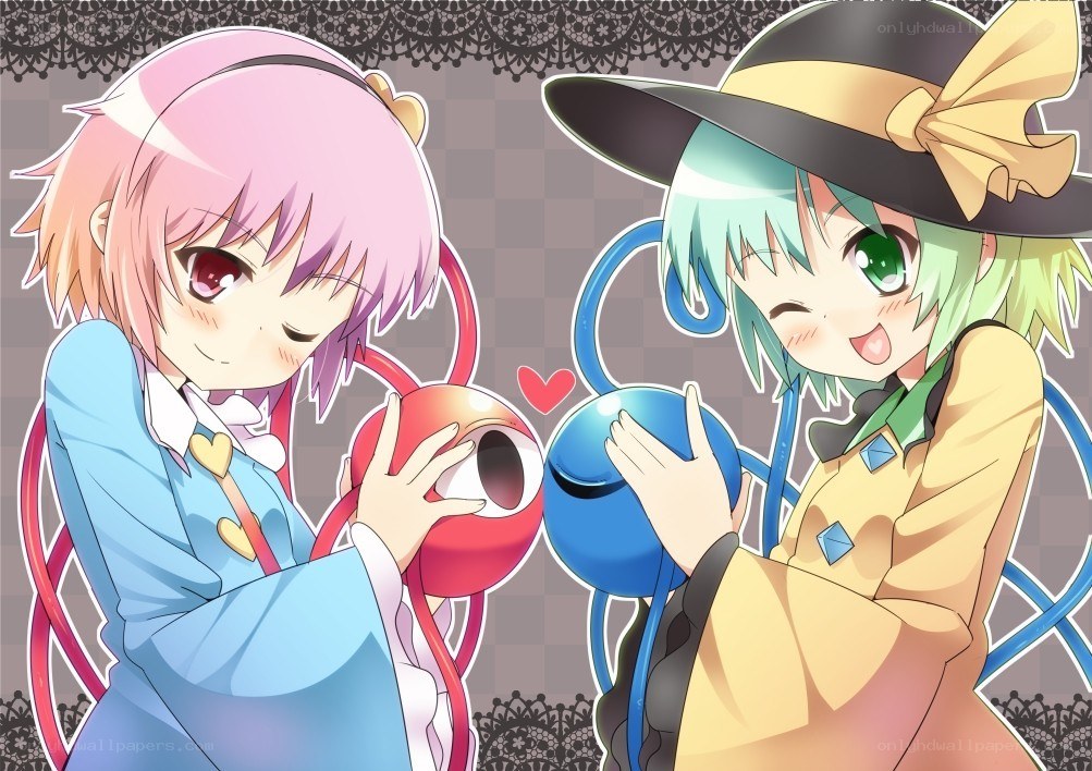 Two anime girls with creatures