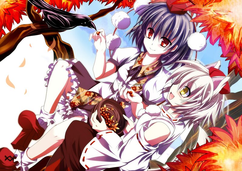 Two Anime Girls with Crow