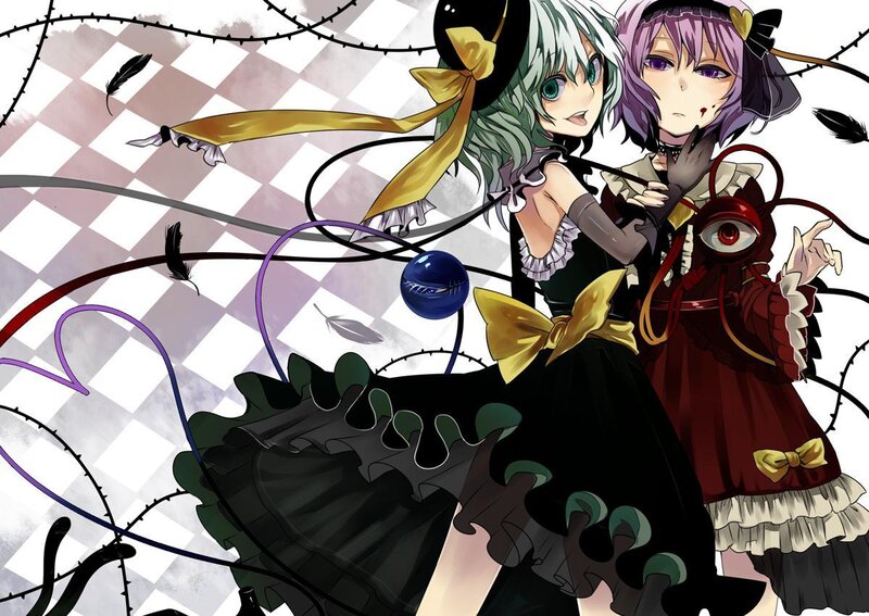 Two anime girls with dark themes