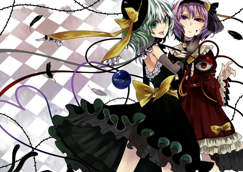 Two anime girls with dark themes