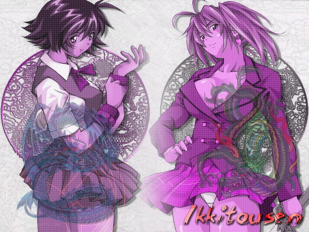 Two anime girls with dragons