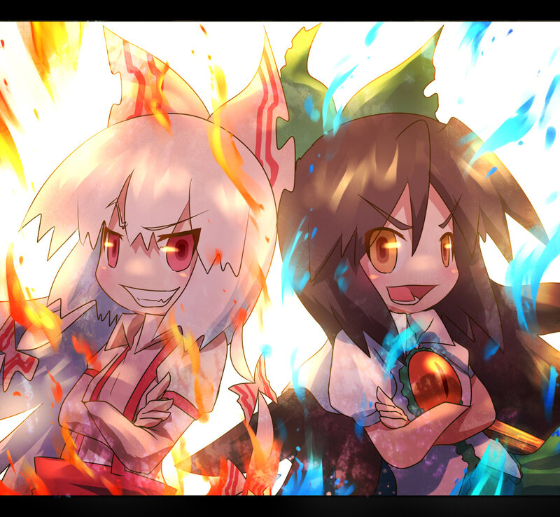 Two anime girls with elemental powers