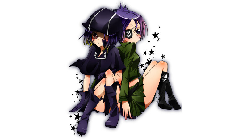 two anime girls with eyepatches