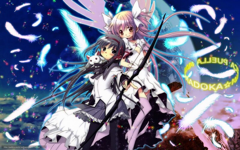 Two Anime Girls with Feathers — Blue