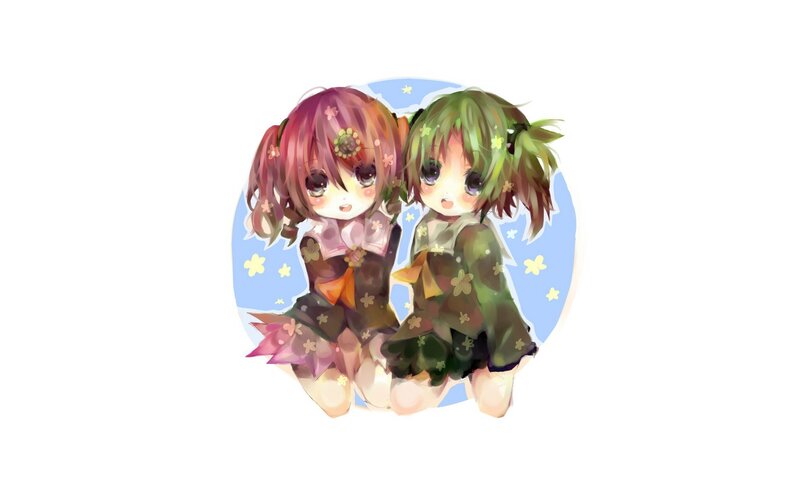two anime girls with flowers