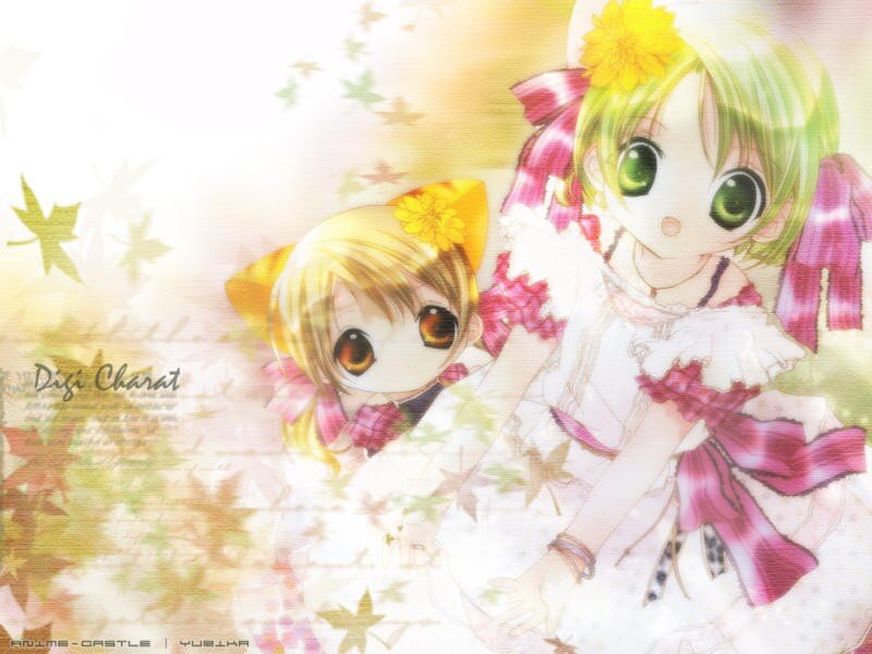 Two anime girls with flowers