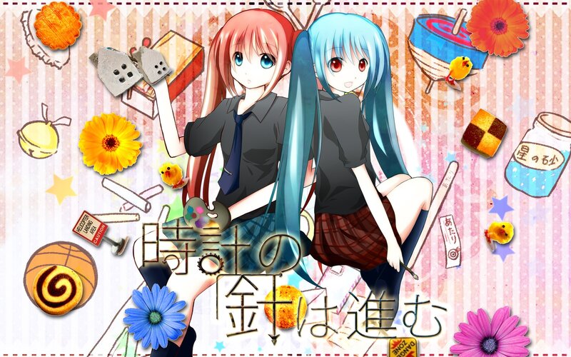Two anime girls with flowers