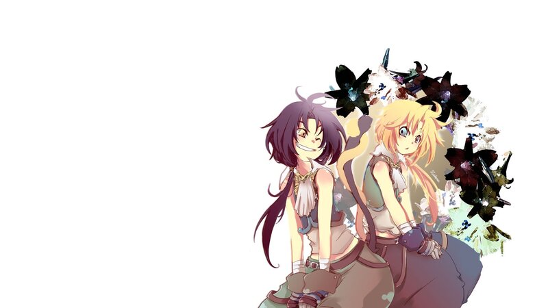 Two anime girls with flowers