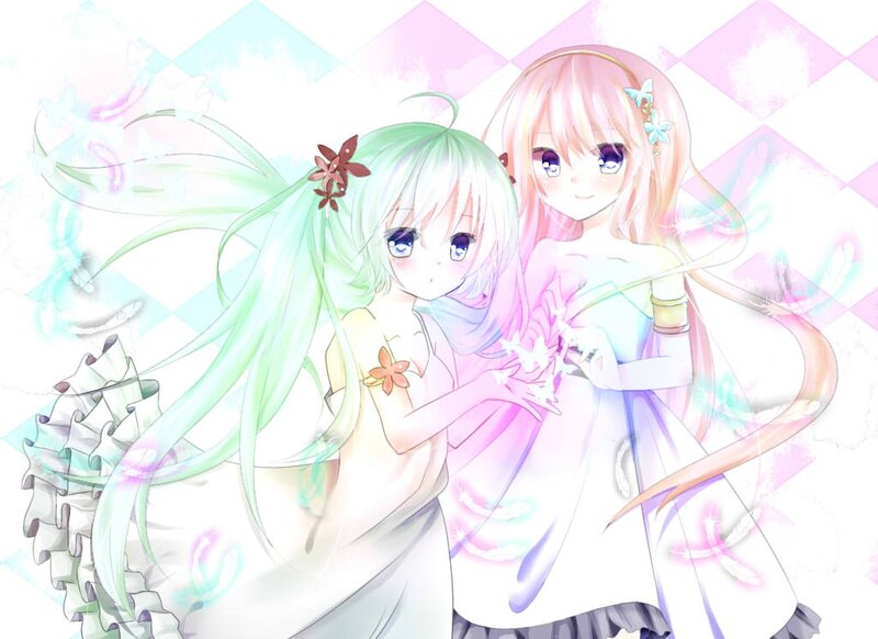 Two anime girls with flowers