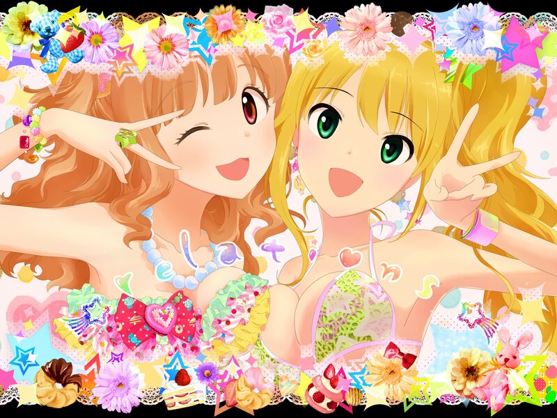 Two anime girls with flowers
