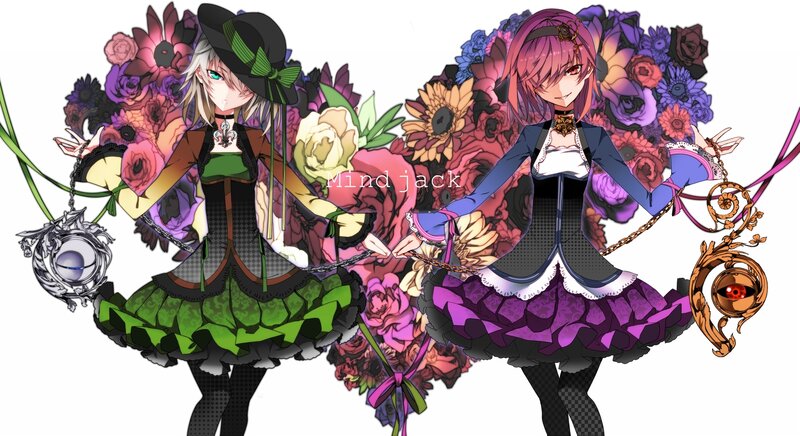Two Anime Girls with Flowers — Purple, Dramatic