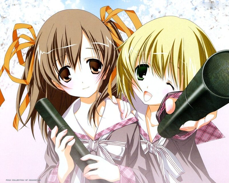 Two anime girls with flutes