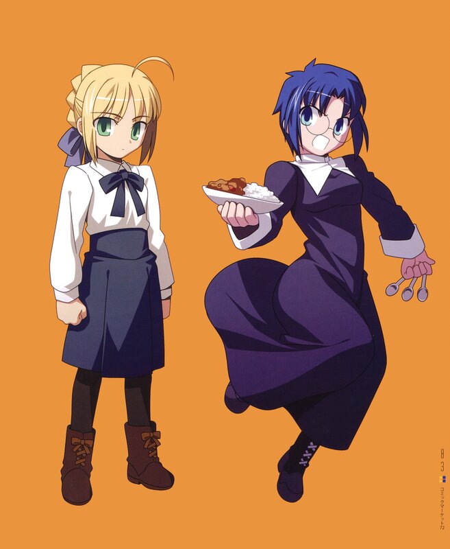 Two anime girls with food