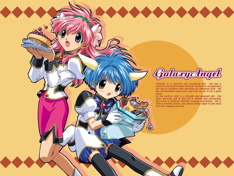 Two Anime Girls with Food — Yellow
