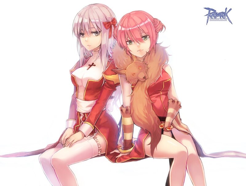 Two anime girls with fox companion