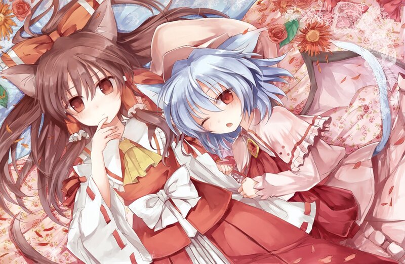 Two anime girls with fox ears