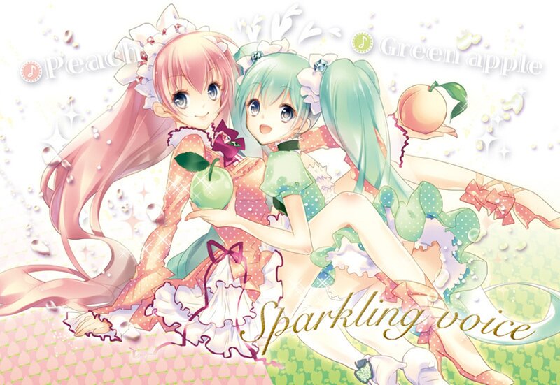 Two Anime Girls with Fruit — Pink