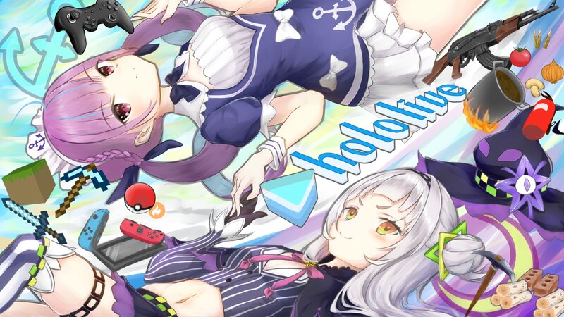 Two Anime Girls with Game Items