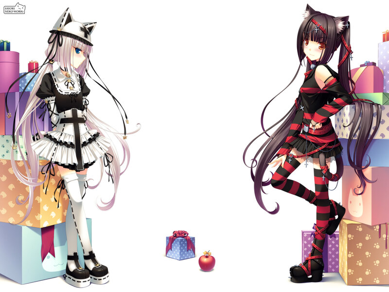 Two anime girls with gifts
