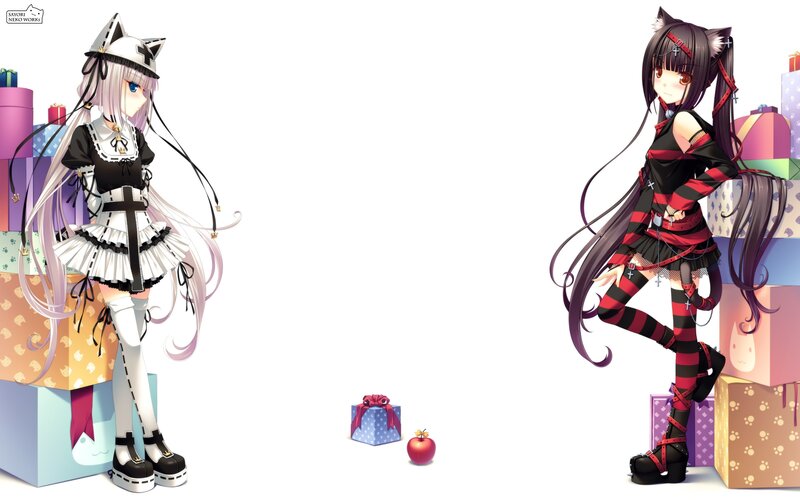 Two anime girls with gifts
