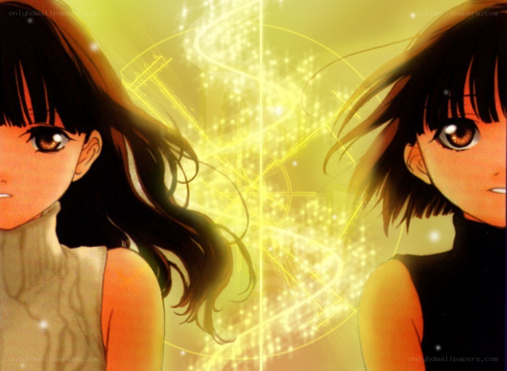 two anime girls with glowing background