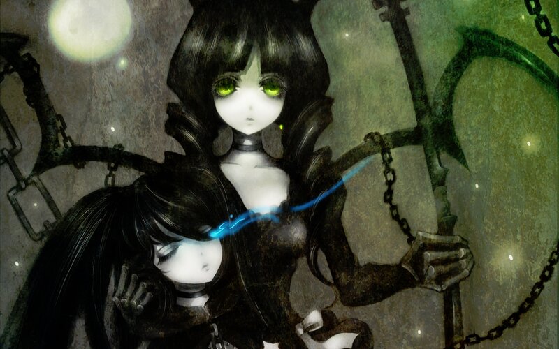 Two Anime Girls with Glowing Eyes — Black, Dark