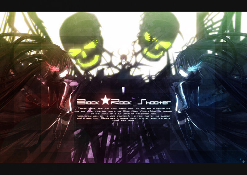 Two Anime Girls with Glowing Eyes — Black