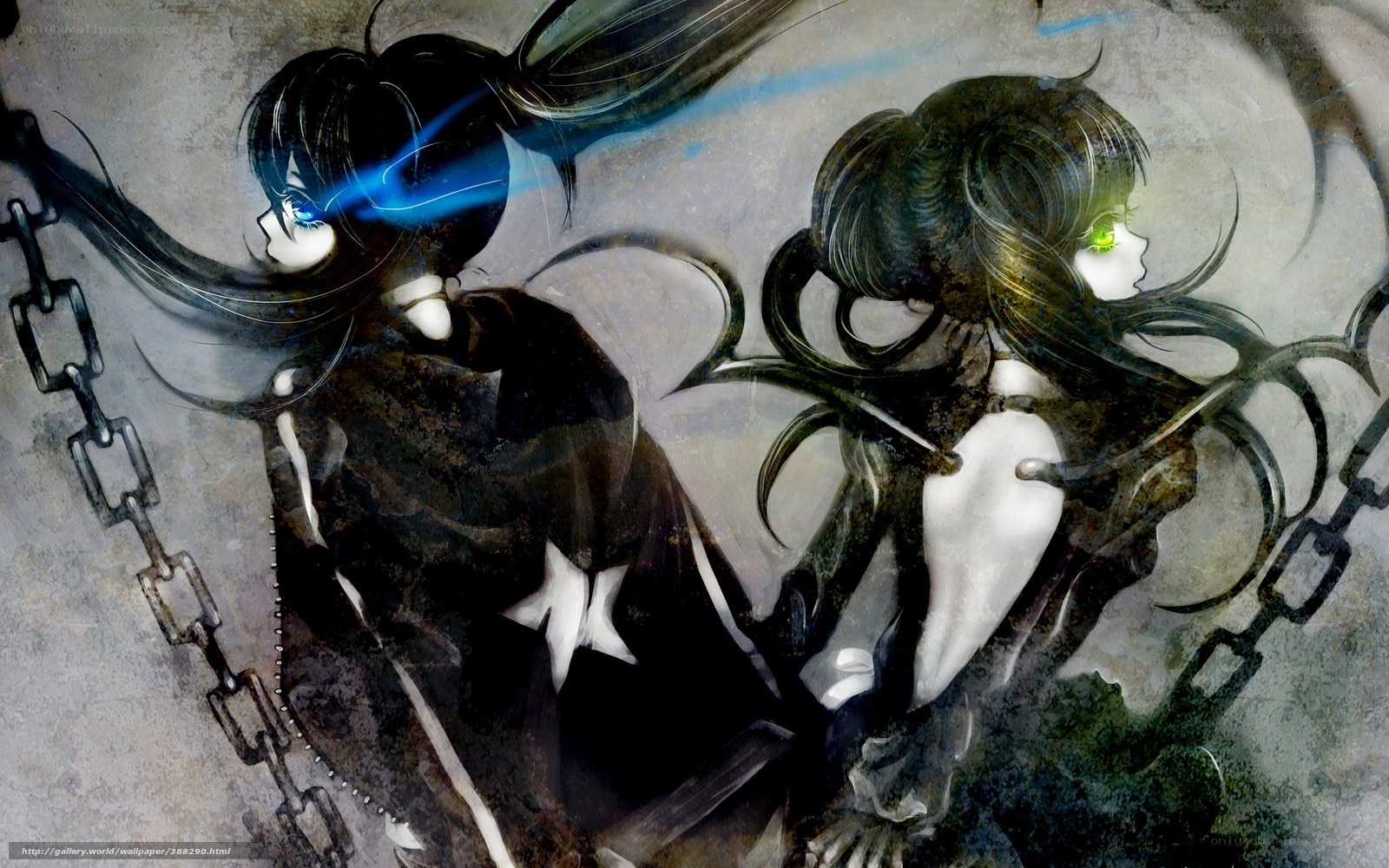 Two anime girls with glowing eyes
