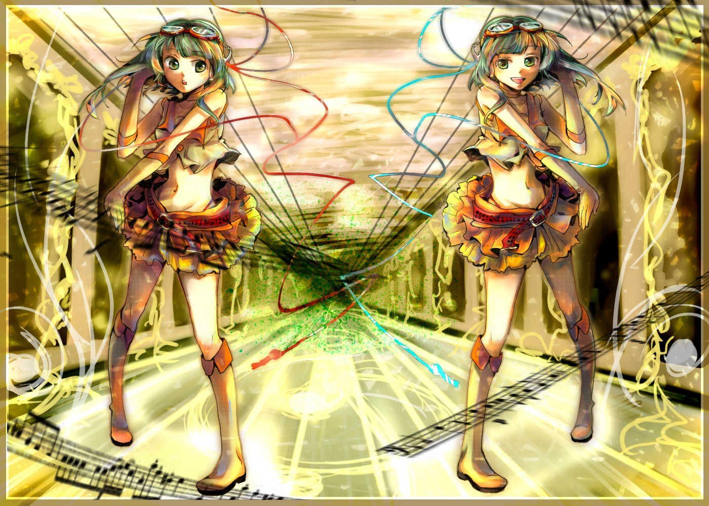 Two anime girls with goggles