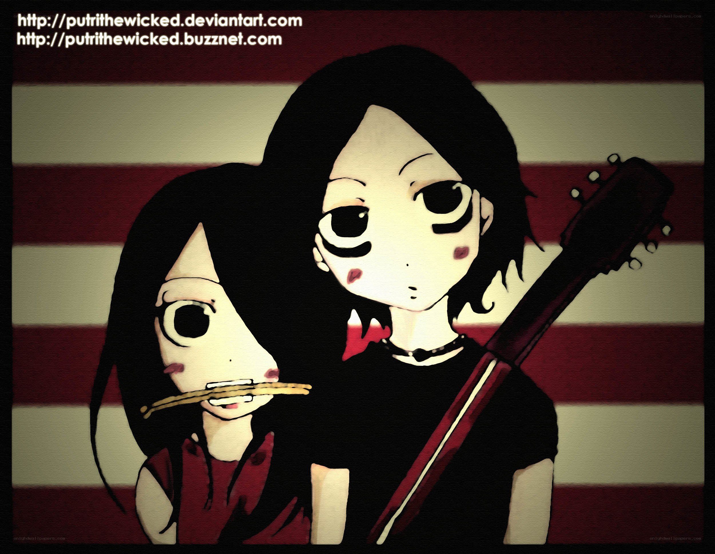 Two anime girls with guitar