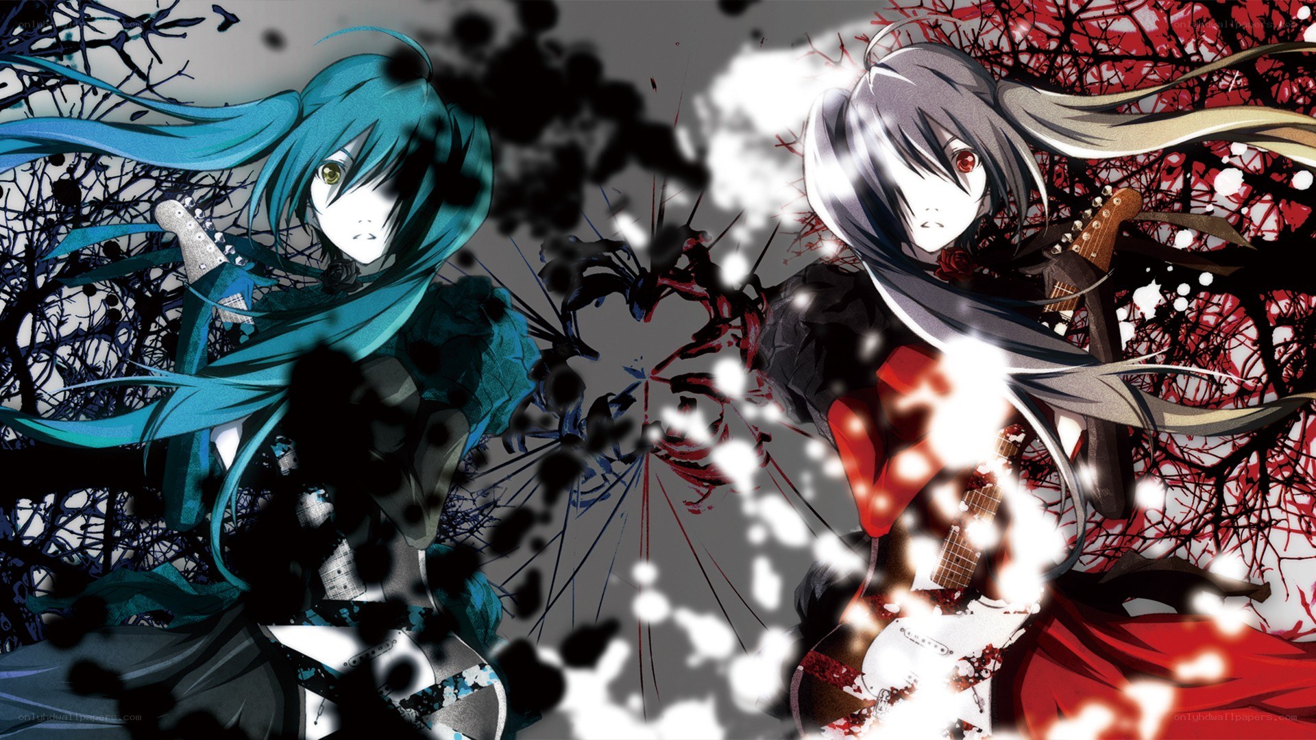 Two anime girls with guitars