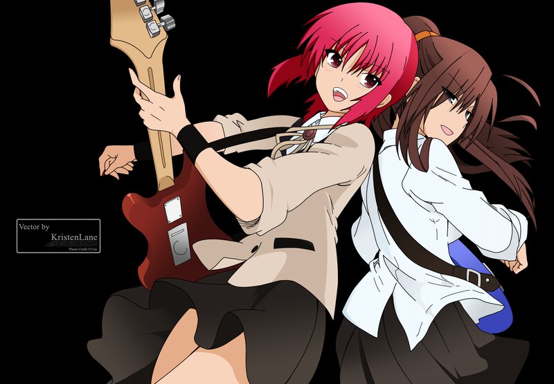 Two Anime Girls with Guitars — Black