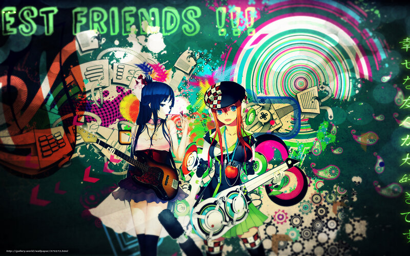Two Anime Girls with Guitars — Green, Energetic