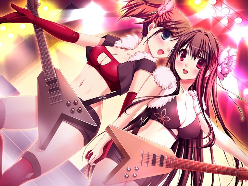 Two Anime Girls with Guitars — Pink