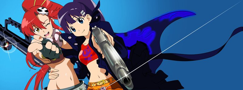 Two Anime Girls with Guns — Blue, Action, Capes