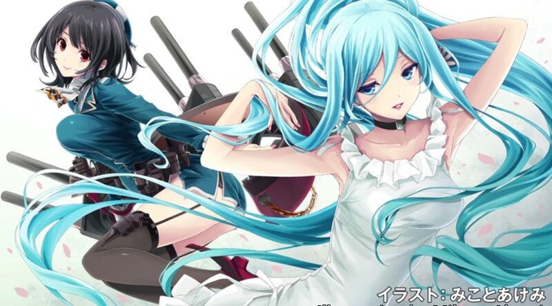 Two Anime Girls with Guns — Blue, Playful