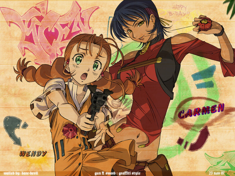 Two Anime Girls with Guns — Brown