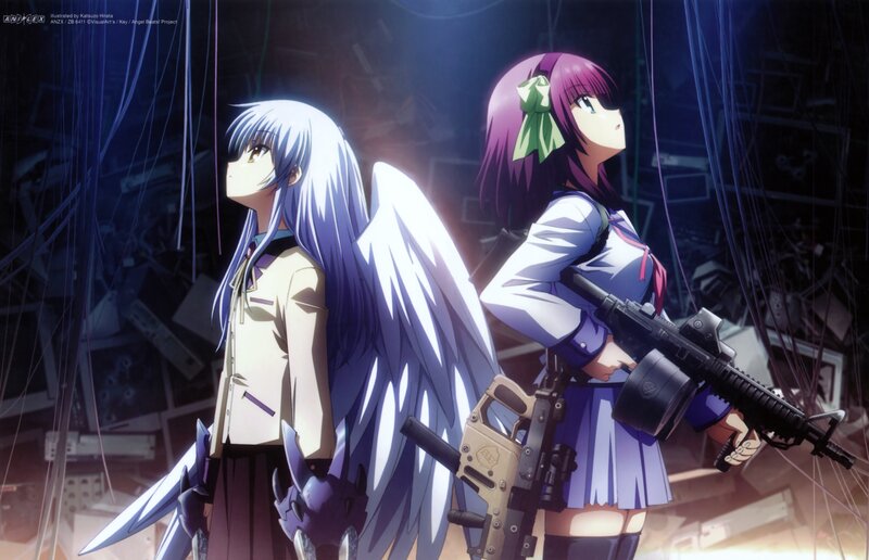Two Anime Girls with Guns — Purple, Dramatic, Night