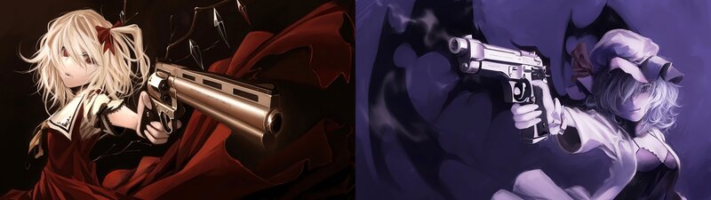 Two Anime Girls with Guns — Purple, Dramatic