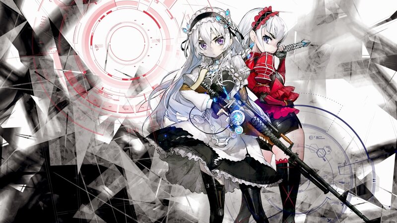 Two Anime Girls with Guns — White