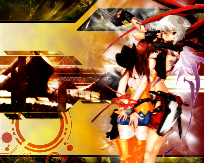 Two Anime Girls with Guns — Yellow, Dramatic