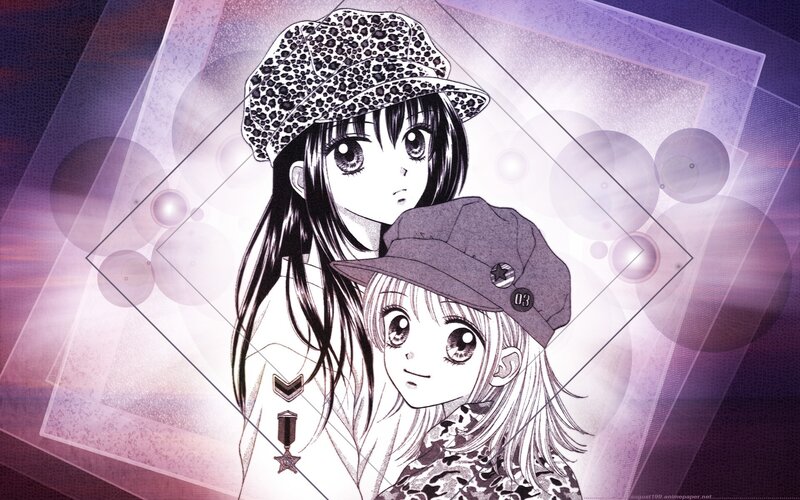 two anime girls with hats