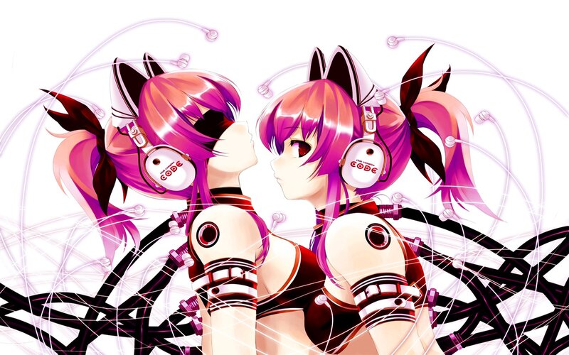 two anime girls with headphones