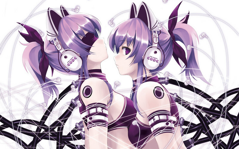 two anime girls with headphones
