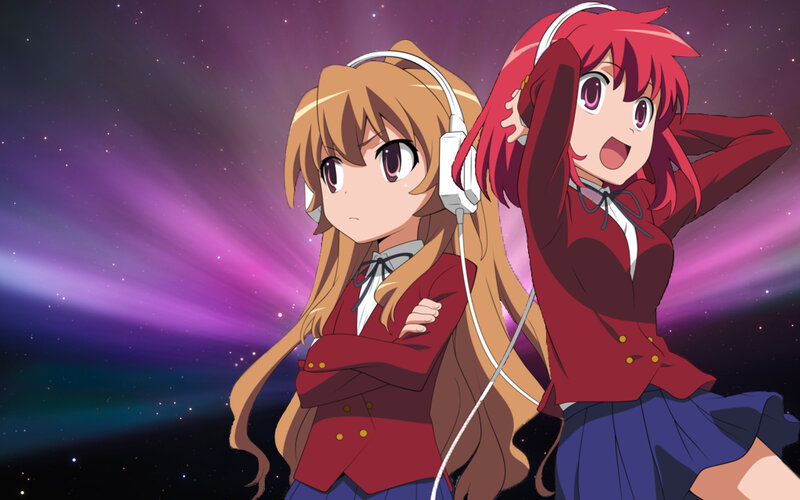Two anime girls with headphones