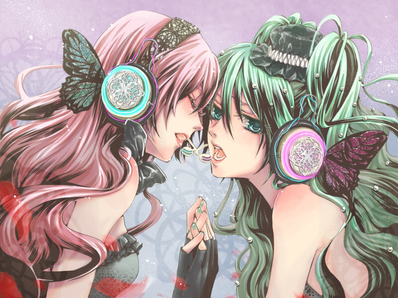 Two anime girls with headphones